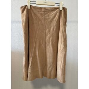 Eileen Fisher Genuine Suede Midi Skirt Size M A-Line Brown